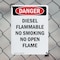 Signmission Diesel Flammable No Smoking No Danger Sign, Plastic, 7in W x 10in L, 2PK OS-2PACK-DS-P-710-V-2363 - alternate 6